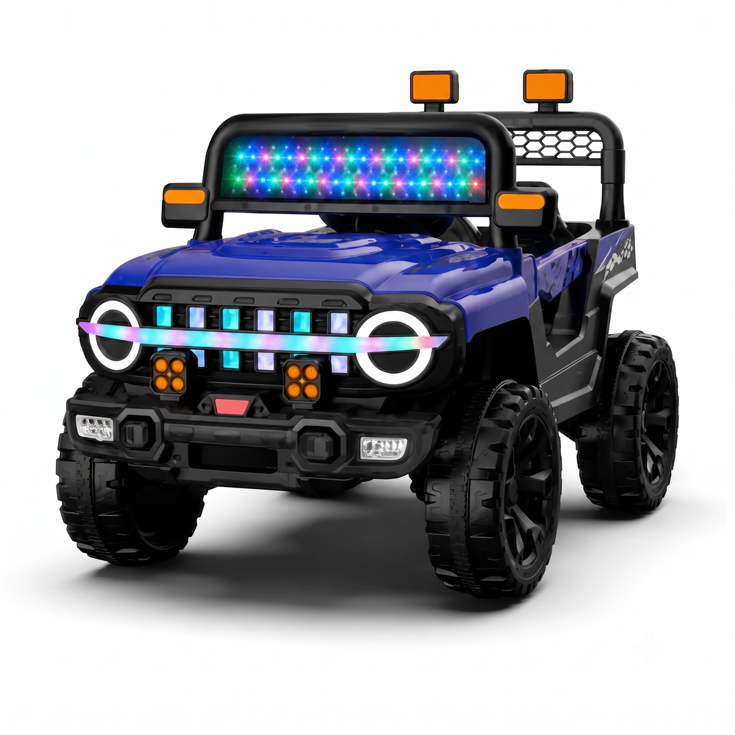 Voiture Électrique Enfant Style Jeep 4x4 avec Lumières LED – Bleu