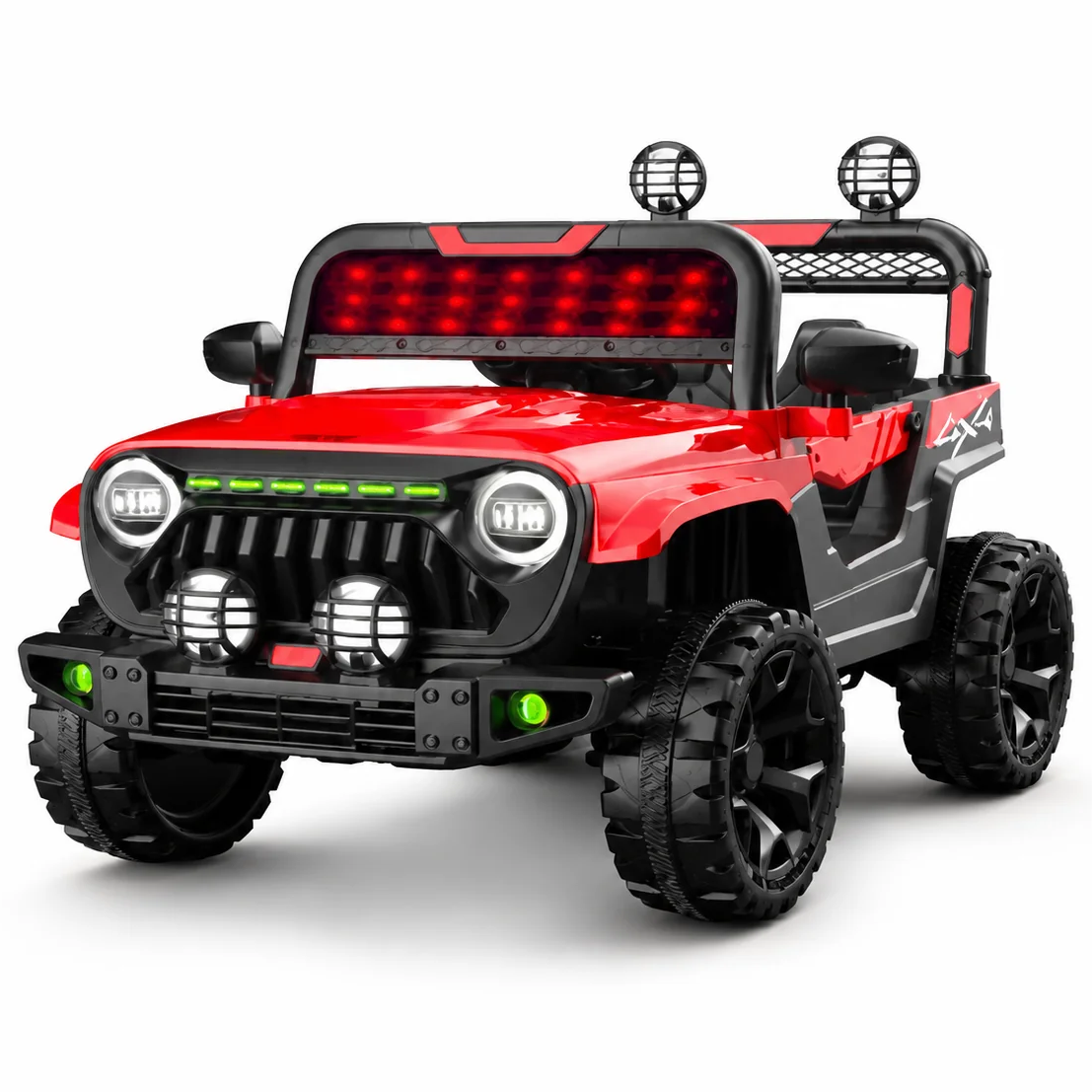 Voiture Électrique 4x4 Jeep – Tout-Terrain Sport avec LED 12V- Rouge