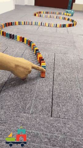 Train Éléphant Automatique Poseur de Dominos – Kit de Jeu Musical et Lumineux pour Enfants