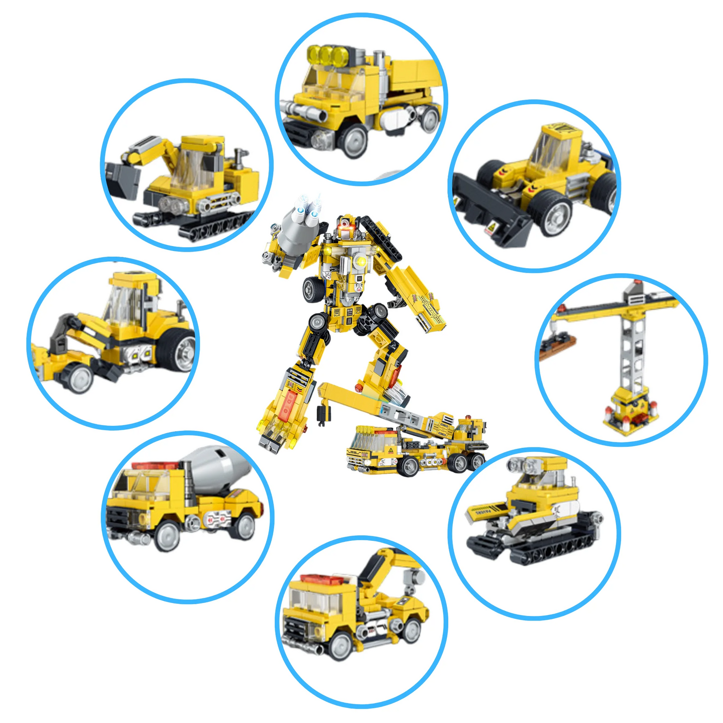 Robot jouet transformable Segos, véhicule jaune de type Transformer, 8 en 1