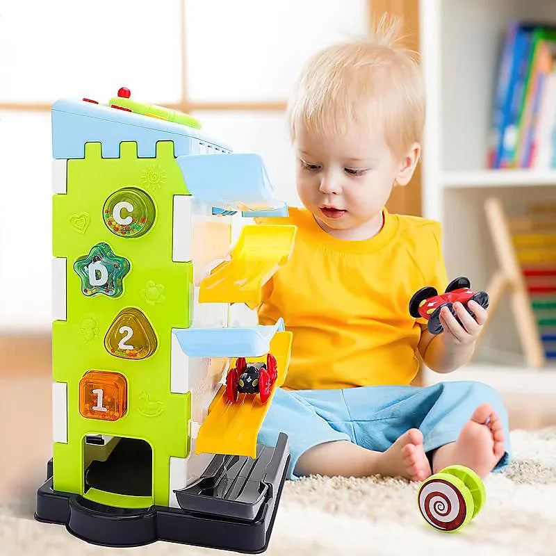 Maison de jeux 5 en 1 avec circuit de course pour tout-petits