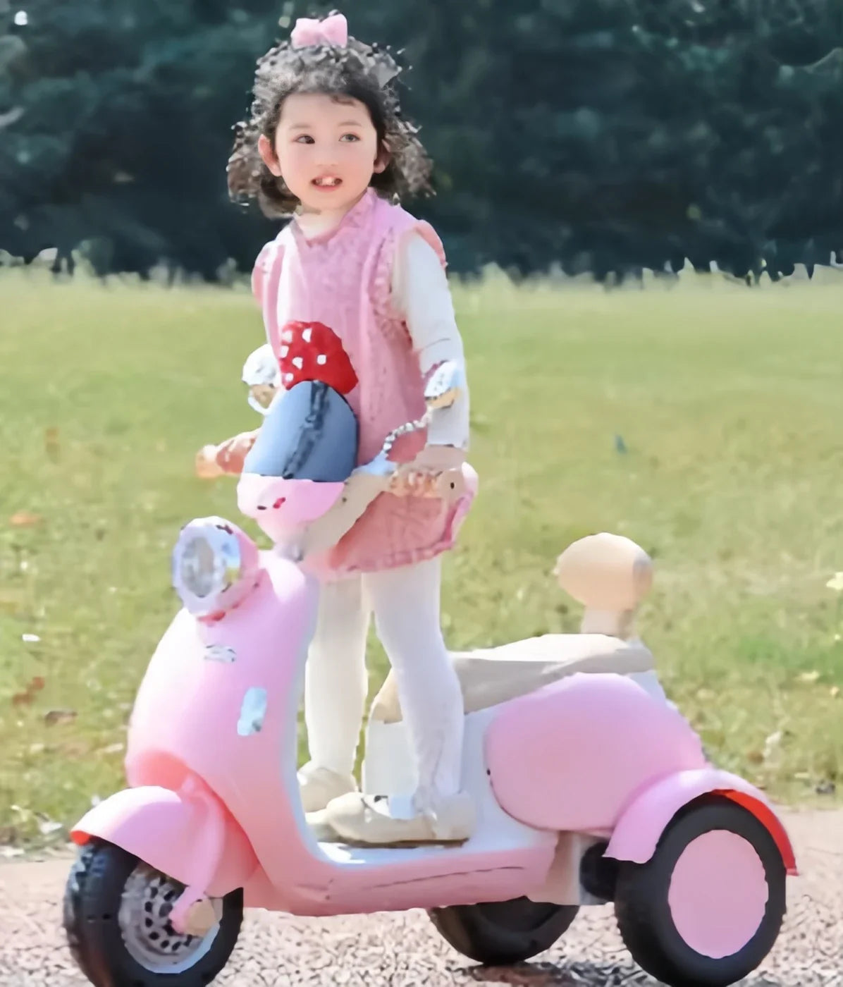 Scooter Électrique Enfant 3 Roues – Style Vintage - Rose