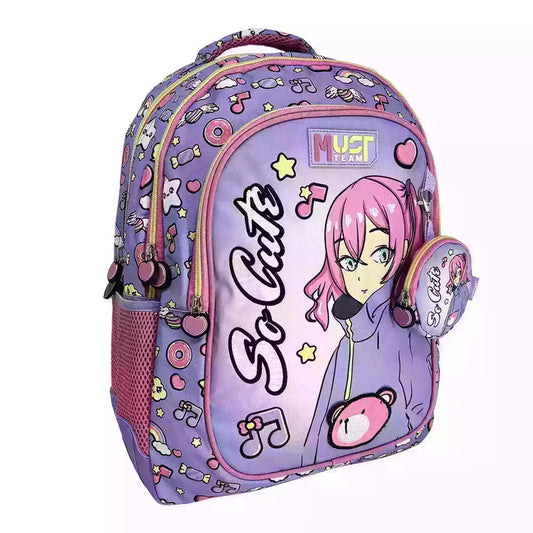 Sac à dos d'école élémentaire Must Team So Cute 3 cases
