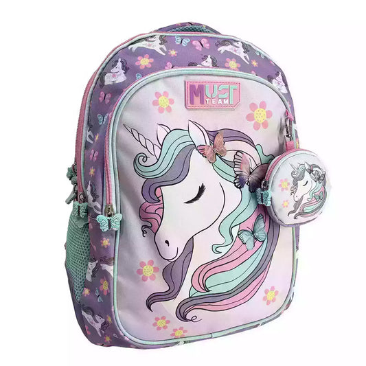 Sac à dos d'école élémentaire indispensable, motif licorne adorable, 3 compartiments