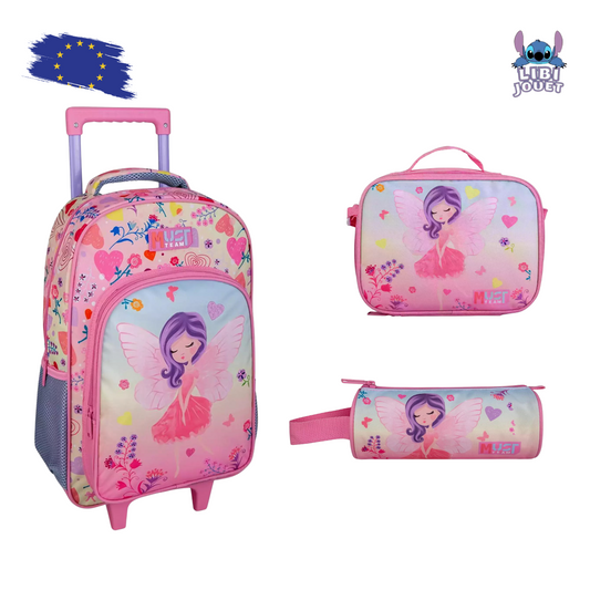 Sac à dos d'écolier à roulettes, indispensable avec les ailes de fée et le déjeuner – Étu
