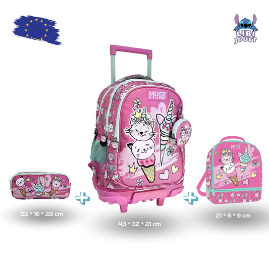 Cartable à roulettes Must team Ice Cream pack de 3 pcs