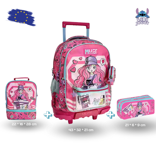 Cartable à roulettes Must Team Off Line pack de 3 pcs