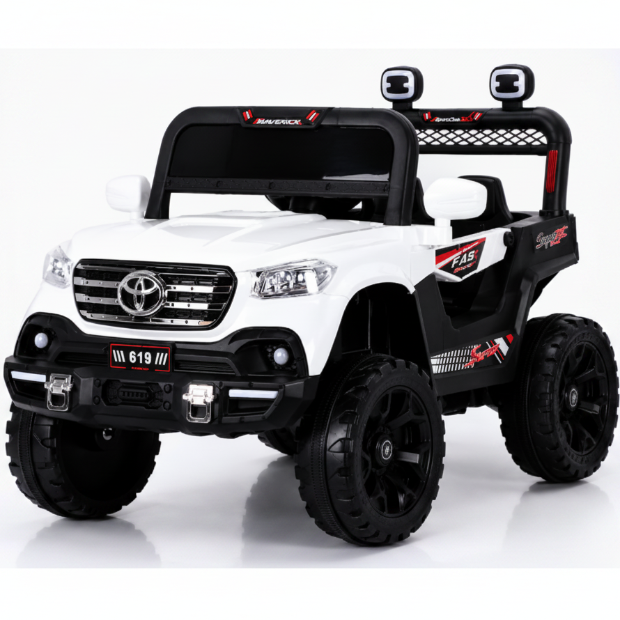 TOYOTA Électrique Enfant 1 Place avec LED et Grandes Roues – De 1 à 6 Ans - Blanc