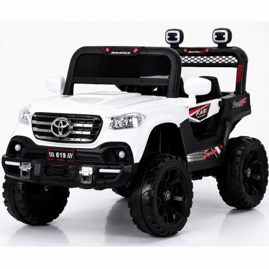 TOYOTA Électrique Enfant 1 Place avec LED et Grandes Roues – De 1 à 6 Ans - Blanc