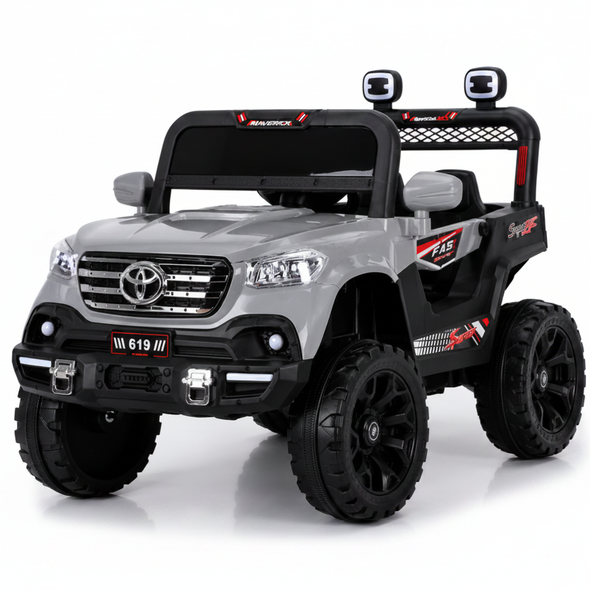 TOYOTA Électrique Enfant 1 Place avec LED et Grandes Roues – De 1 à 6 Ans - Gris