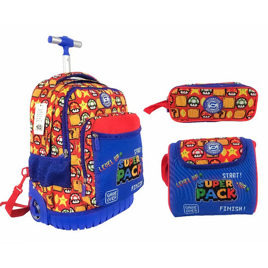 Cartable a roulettes SUPERPACK Game Over 3pcs