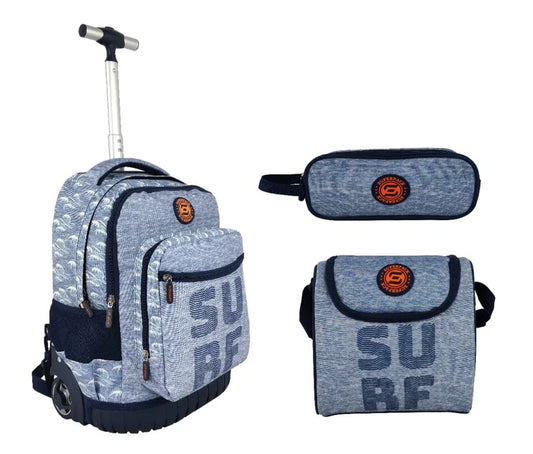 Cartable a roulettes SUPERPACK surf 3pcs