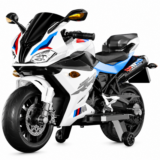 Moto Électrique Enfant 12V S1000 RR – Roues en Gomme EVA – 3 à 8 Ans- Blanc