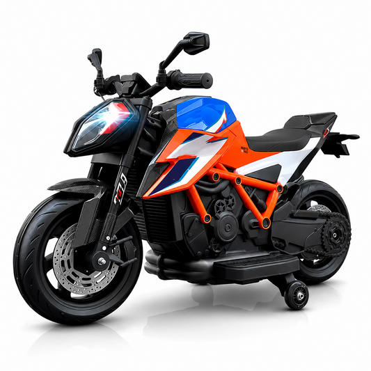 Moto Électrique Enfant KTM 12V – Roues en Gomme – De 3 à 7 Ans -bleu et orage
