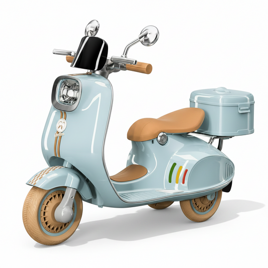 Scooter Électrique Enfant Vespa 12V Avec Coffre Arrière | 2 à 6 Ans- Bleu