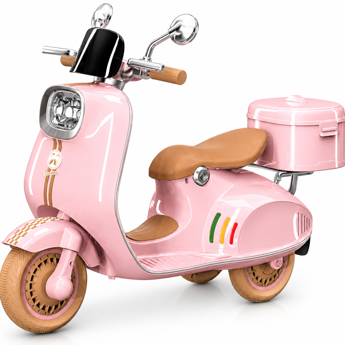 Scooter Électrique Enfant Vespa 12V Avec Coffre Arrière | 2 à 6 Ans- Rose