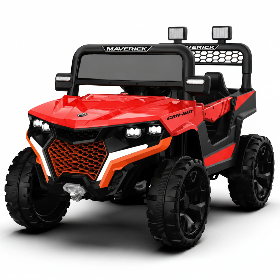 Buggy Électrique Enfant 12V  – Double Moteur, LED & MP3 – De 1 à 6 Ans - Rouge