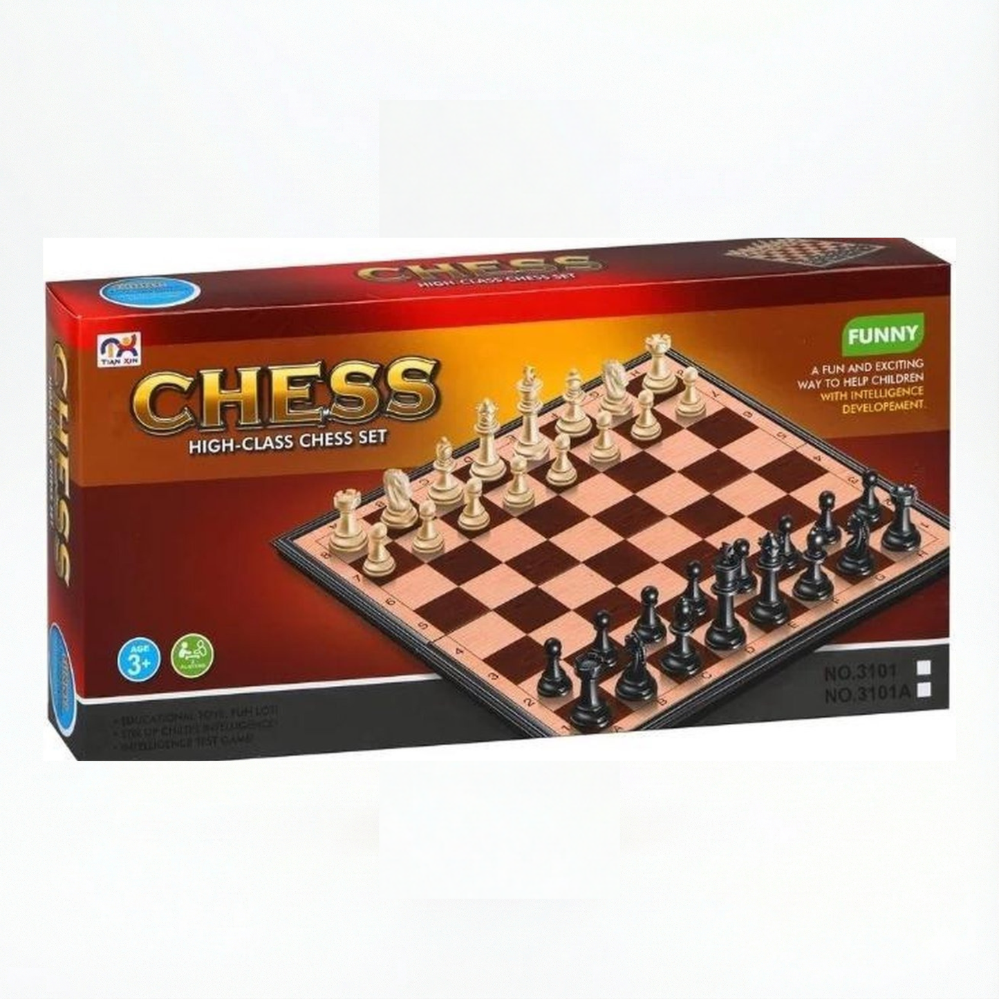 High Class Funny Échiquier 33 cm x 33 cm, avec Pièces d'échecs, Chess magnétique- Jeu d'échecs, Set' échecs, Echecs Pliable