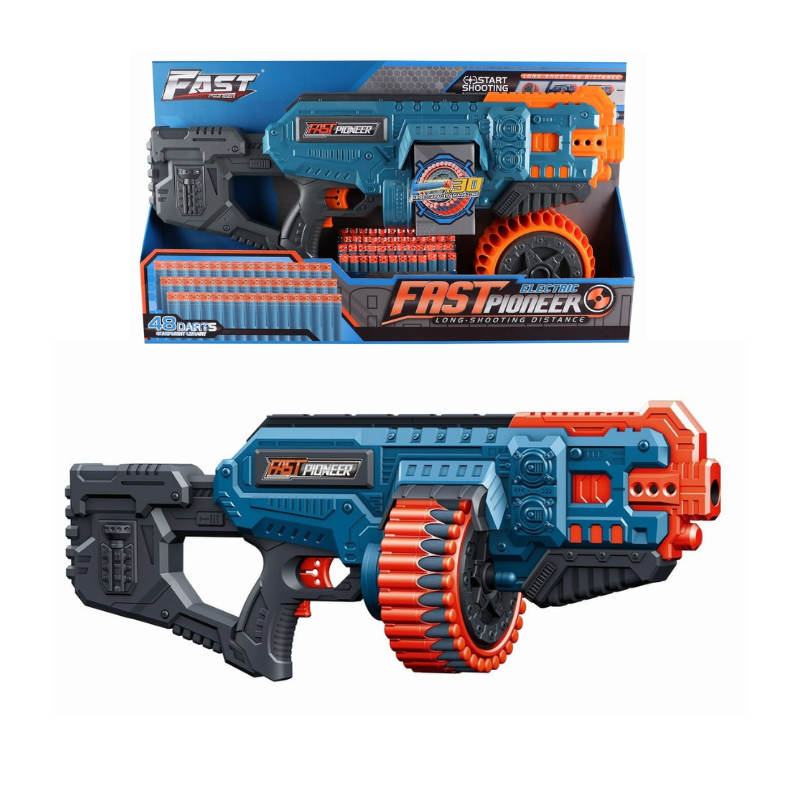 Fast Pioneer Jeux électroniques à balle molle à charge de tambour enfant +8