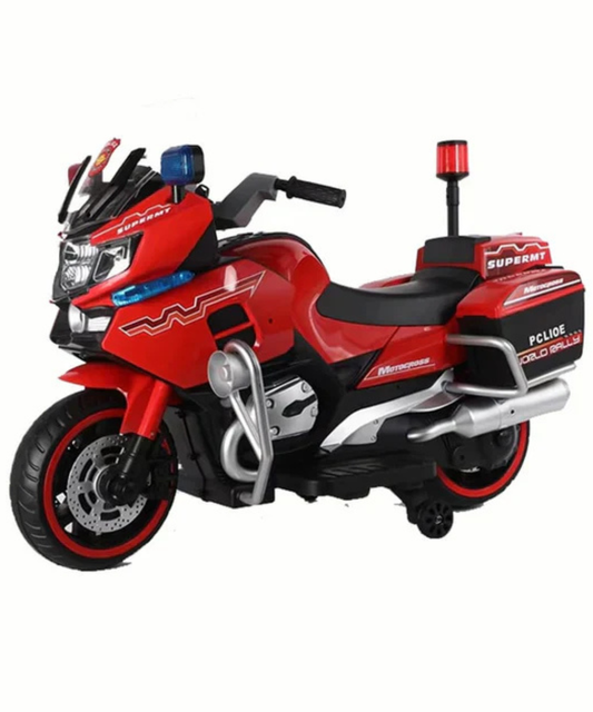 Moto électrique de police pour enfants rouge