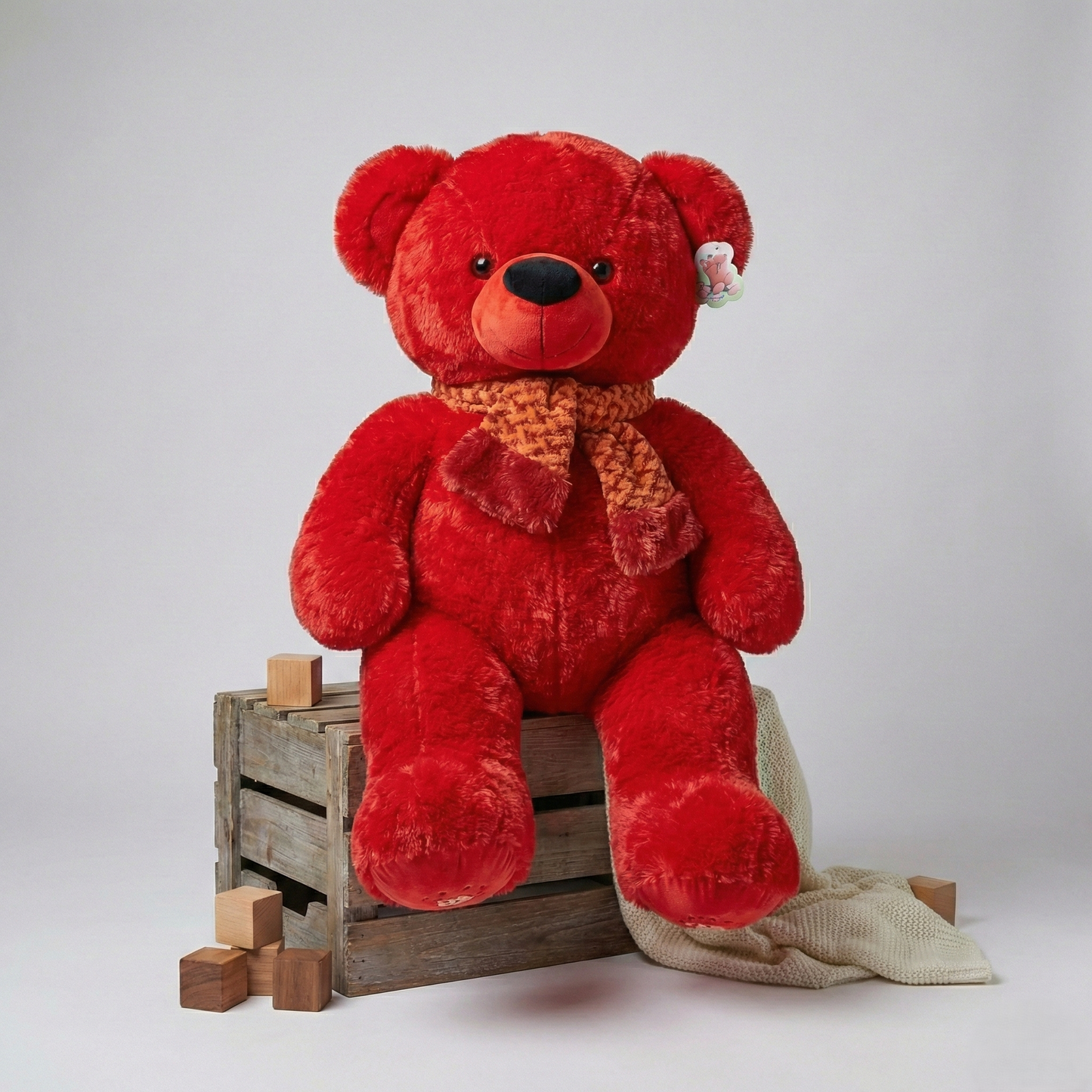 Peluche Ours Rouge 75cm très doux
