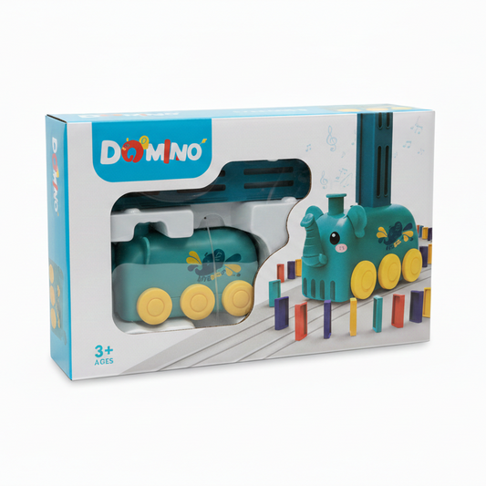Train Éléphant Automatique Poseur de Dominos – Kit de Jeu Musical et Lumineux pour Enfants