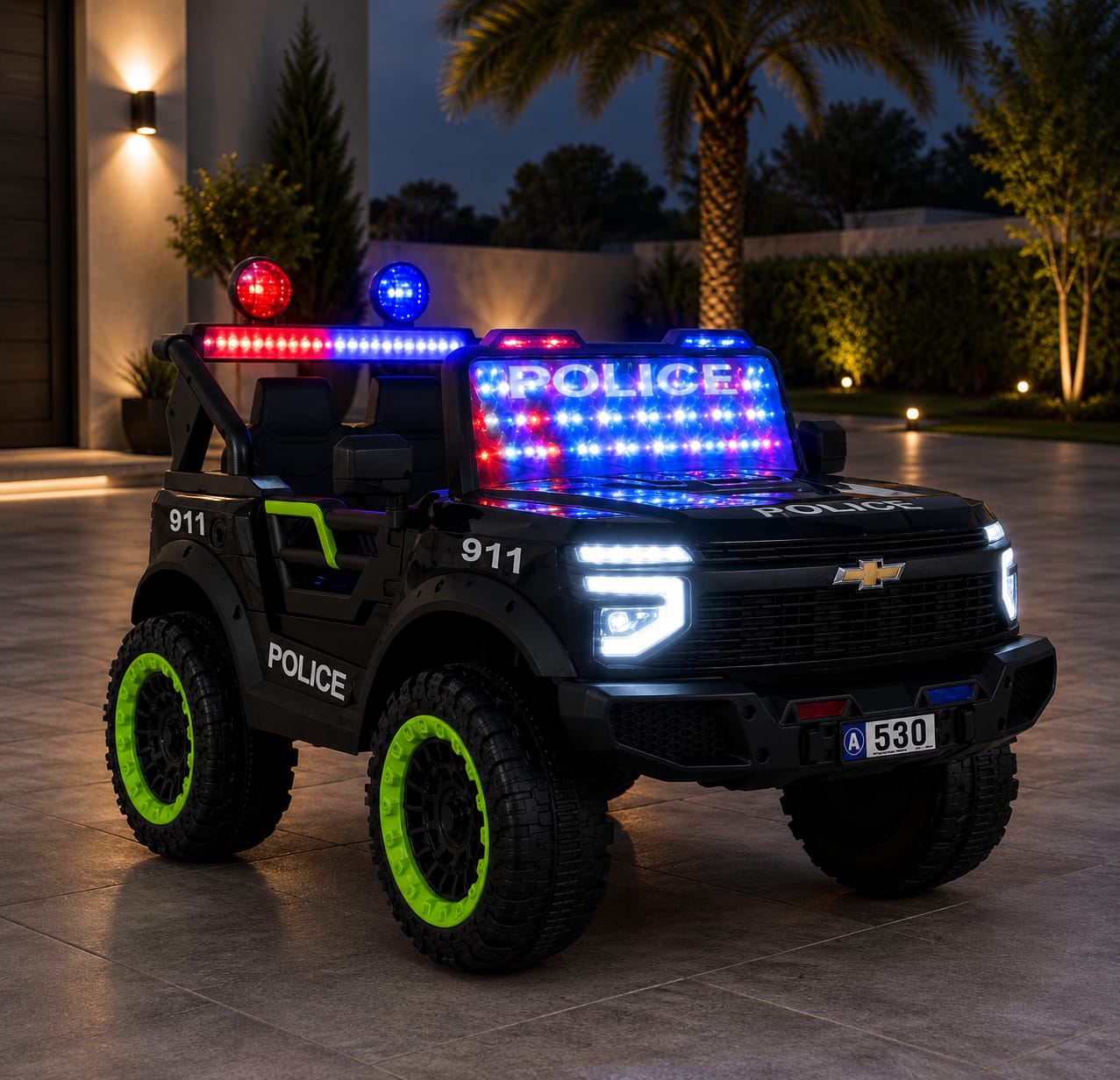Voiture Électrique Chevrolet Police pour Enfant , Télécommande Noire