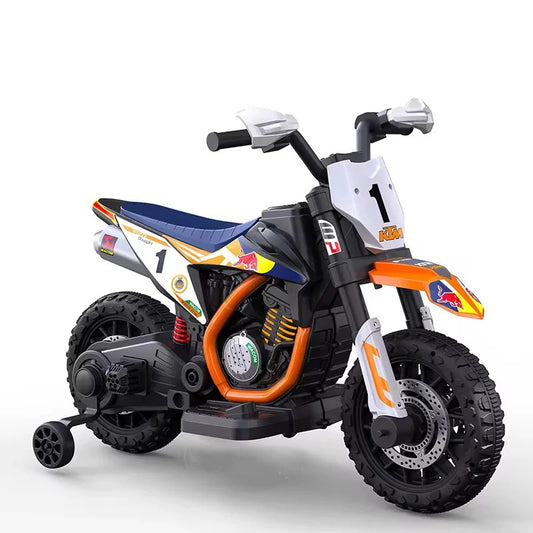 Moto Électrique Enfant – Style Cross Sport avec Roues Stabilisatrices orange