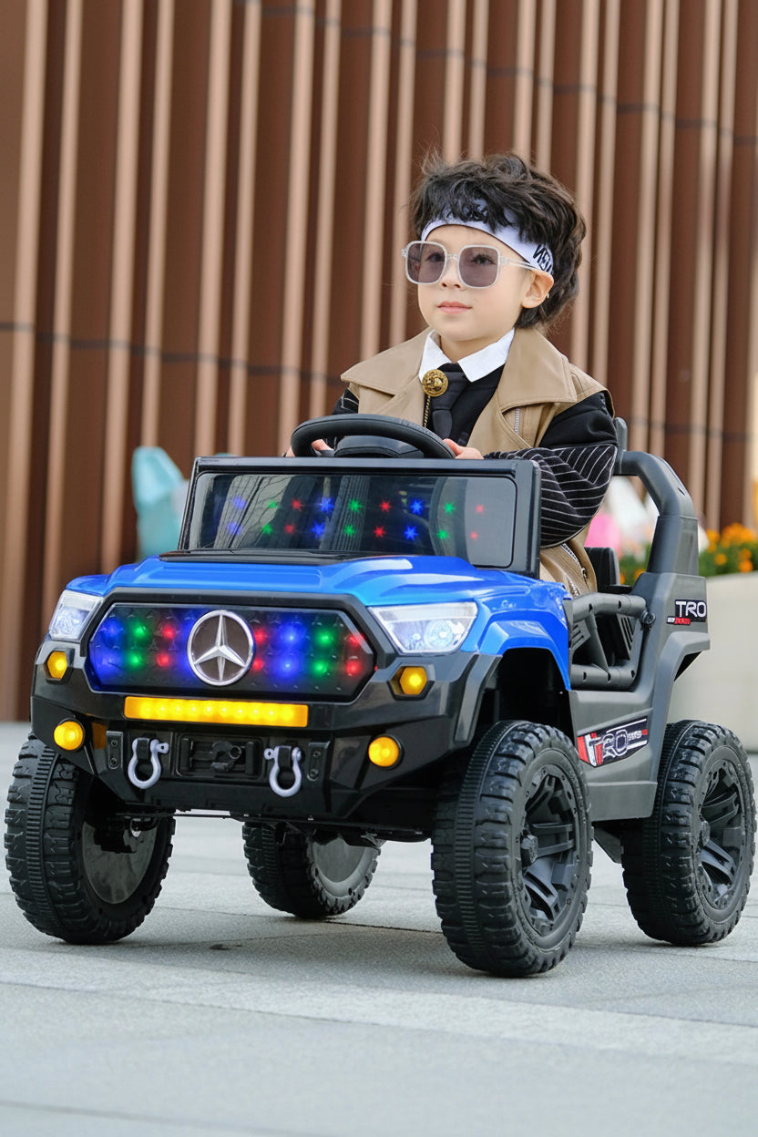 Voiture Électrique 4x4 pour Enfant – Style Off Road avec Lumières LED et Batterie 12V - Bleu