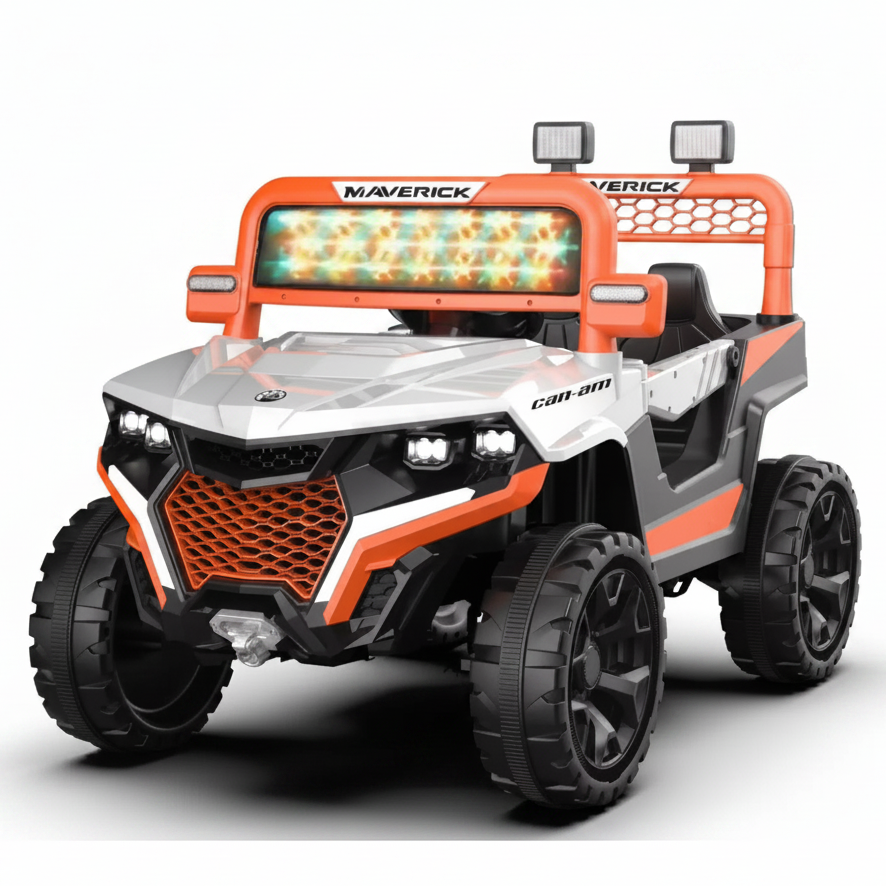 Buggy Électrique Enfant 12V  – Double Moteur, LED & MP3 – De 1 à 6 Ans - Blanc