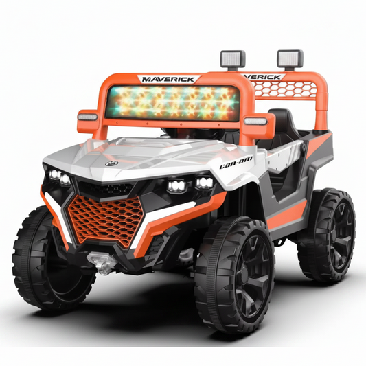 Buggy Électrique Enfant 12V  – Double Moteur, LED & MP3 – De 1 à 6 Ans - Blanc