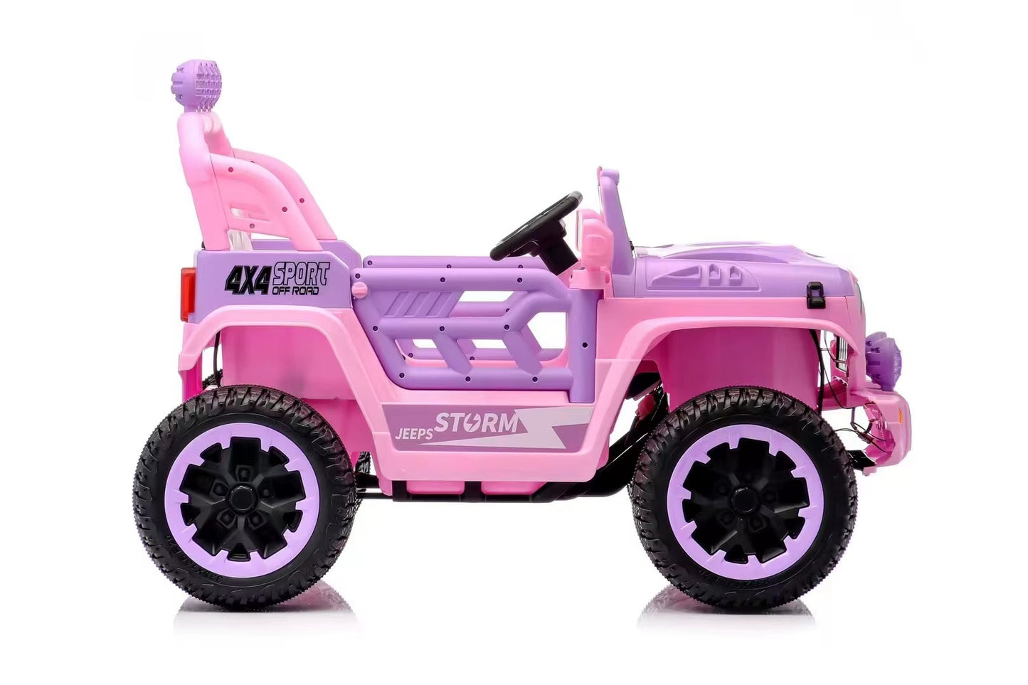 Voiture Électrique Jeep 4x4 2 Places 12V pour Enfants – 4 Moteurs, Télécommande Parentale & Mode Balançoire | 1 à 10 Ans Rose