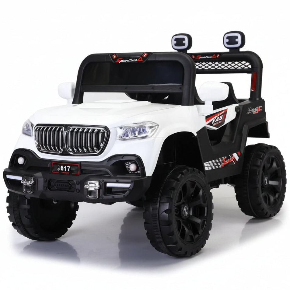 BM Électrique Enfant 1 Place avec LED et Grandes Roues – De 1 à 6 Ans - Blanc