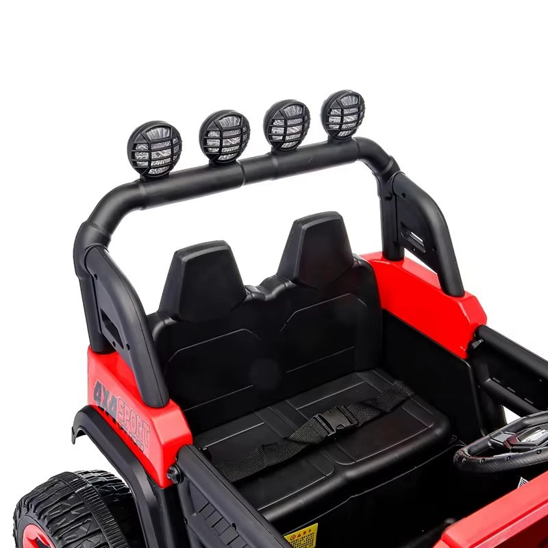 Voiture Électrique Jeep 4x4 2 Places 12V pour Enfants – 4 Moteurs, Télécommande Parentale & Mode Balançoire | 1 à 10 Ans Vert