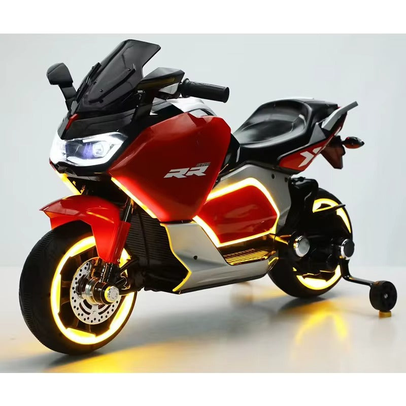 Moto Électrique Sportive RR 12V pour Enfant avec Roues de Stabilité