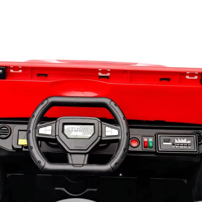 Voiture Électrique Jeep 4x4 2 Places 12V pour Enfants – 4 Moteurs, Télécommande Parentale & Mode Balançoire | 1 à 10 Ans Vert