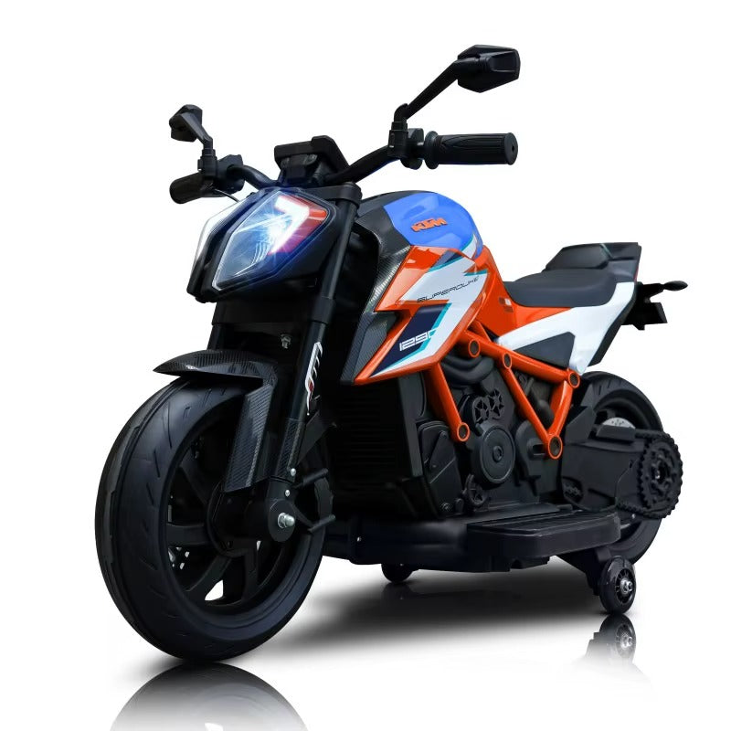 Moto Électrique Enfant KTM 12V – Roues en Gomme – De 3 à 7 Ans -bleu et orage