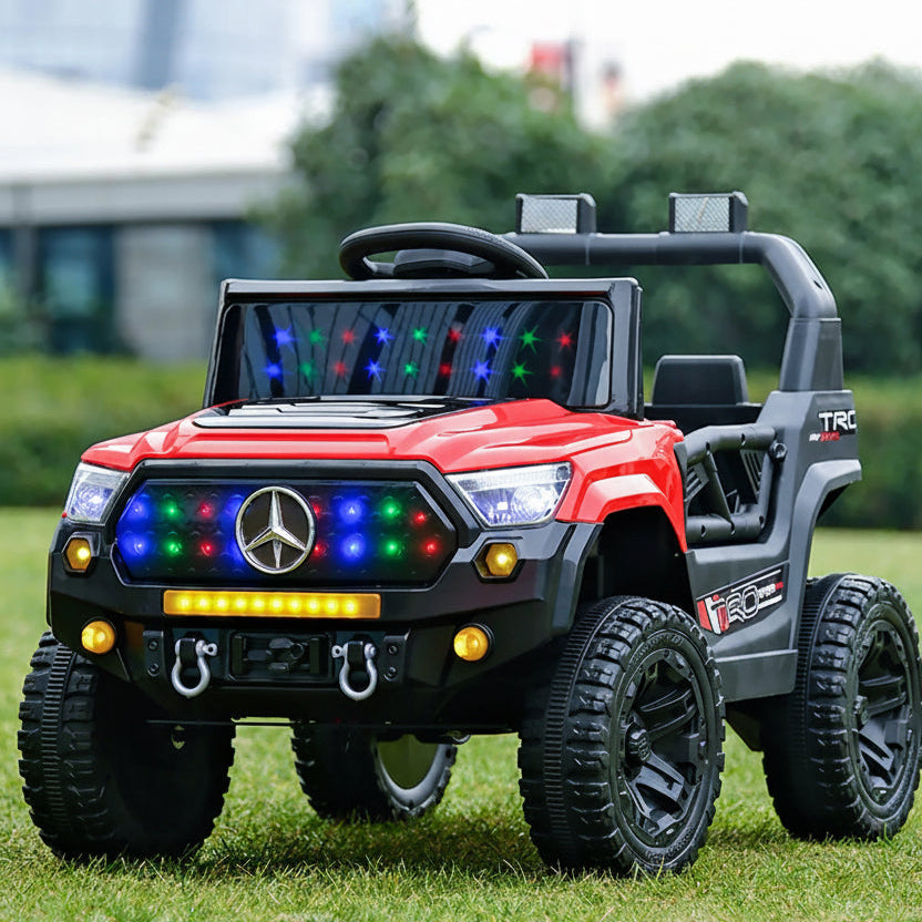Voiture Électrique 4x4 pour Enfant – Style Off Road avec Lumières LED et Batterie 12V - Rouge