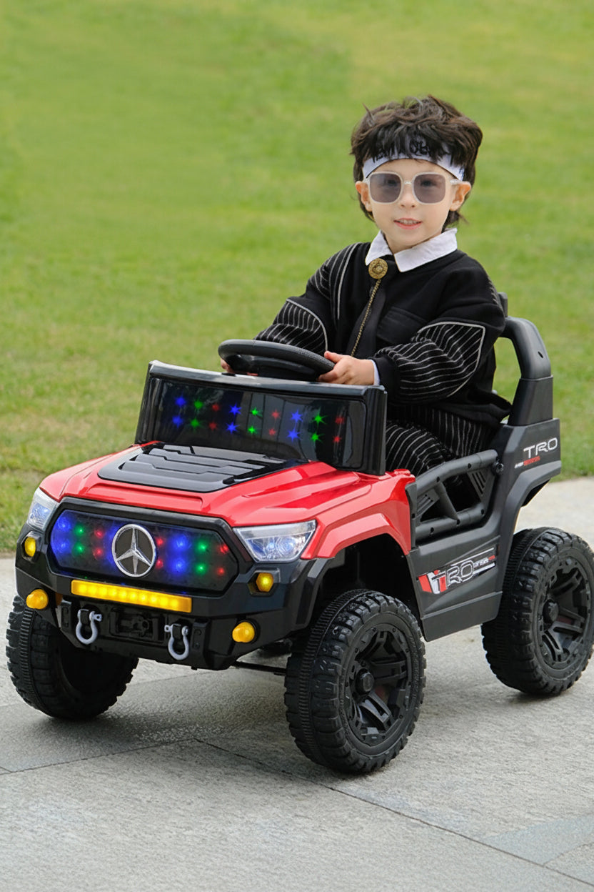 Voiture Électrique 4x4 pour Enfant – Style Off Road avec Lumières LED et Batterie 12V - Rouge