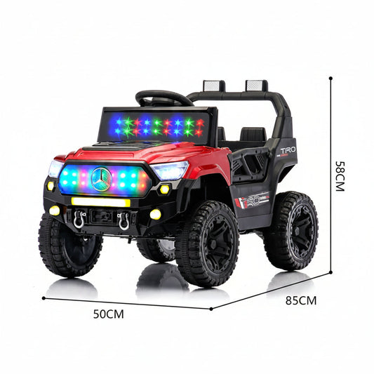 Voiture Électrique 4x4 pour Enfant – Style Off Road avec Lumières LED et Batterie 12V - Rouge
