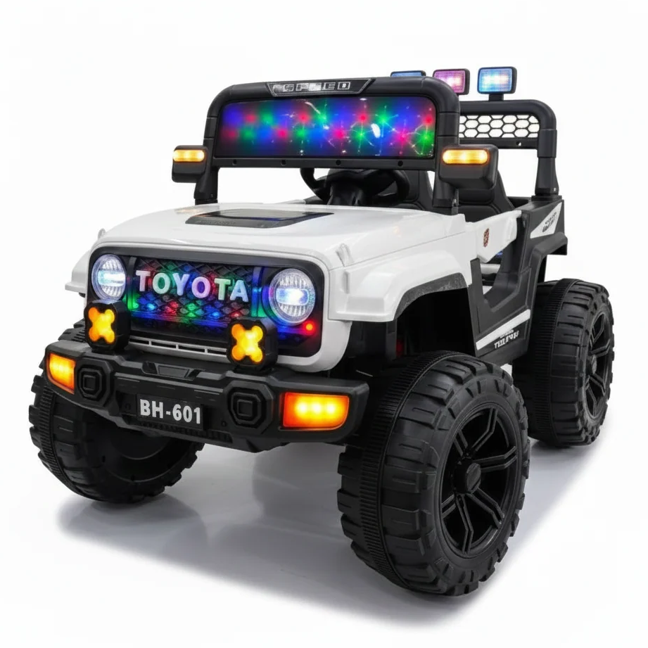 Jeep Électrique Enfant Style Toyota 4x4 avec LED – De 1 à 6 Ans - Blanc