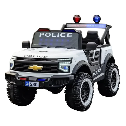 Voiture Électrique Chevrolet Police pour Enfant , Télécommande Blanc