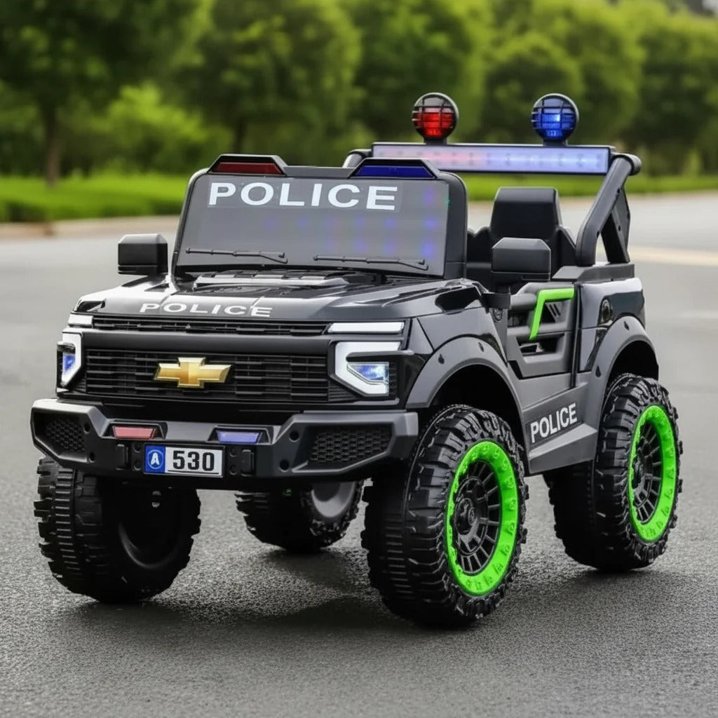 Voiture Électrique Chevrolet Police pour Enfant , Télécommande Noire