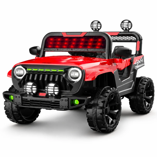 Voiture Électrique 4x4 Jeep – Tout-Terrain Sport avec LED 12V- Rouge