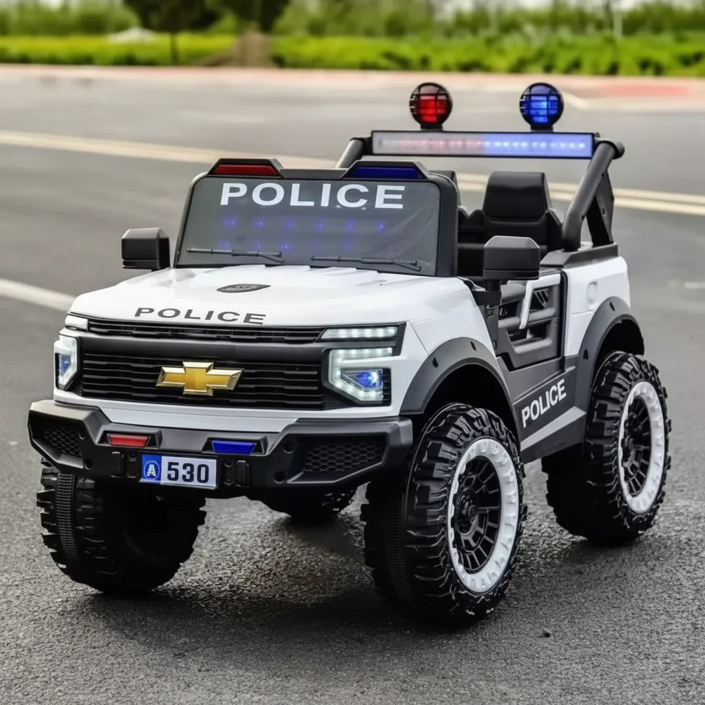 Voiture Électrique Chevrolet Police pour Enfant , Télécommande Blanc