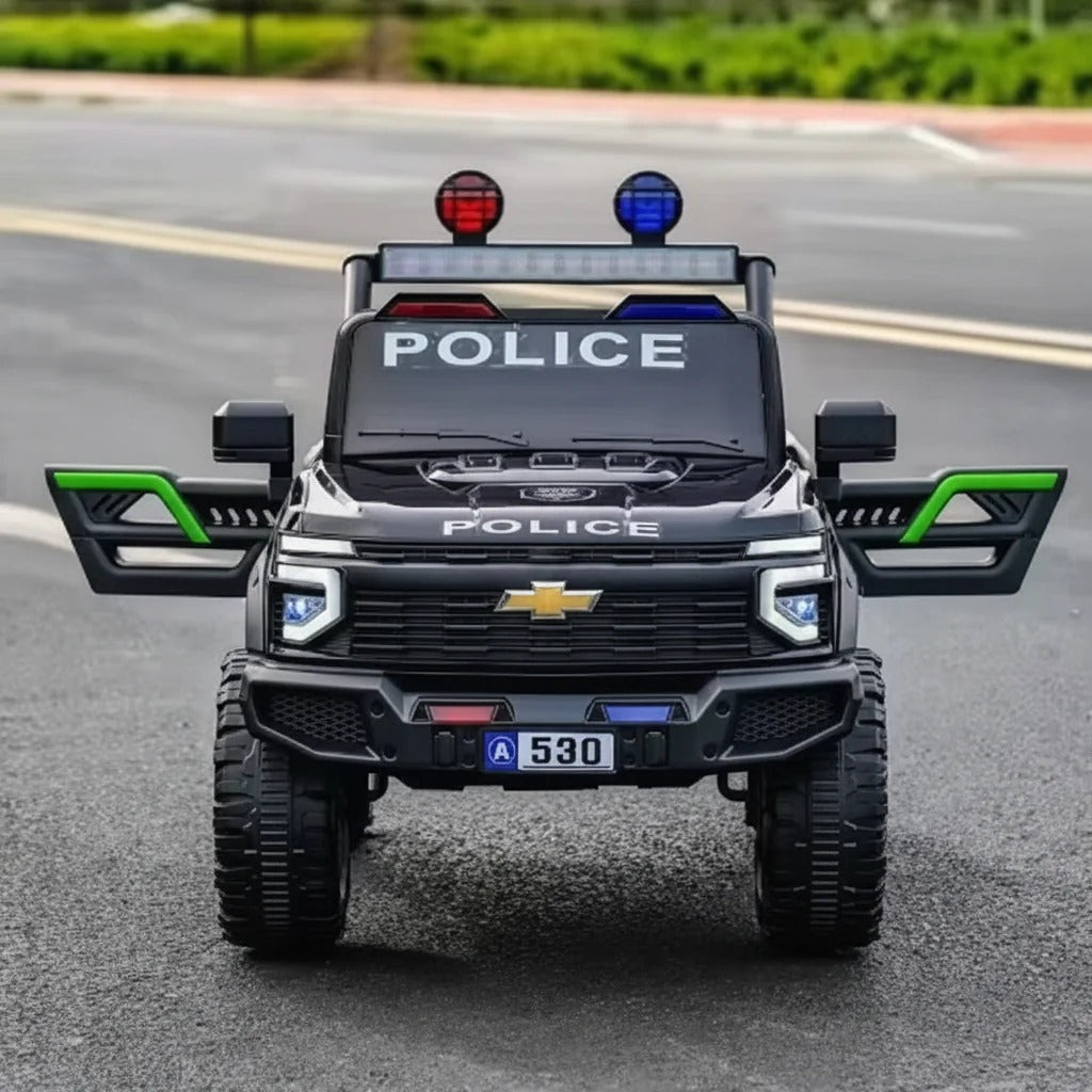 Voiture Électrique Chevrolet Police pour Enfant , Télécommande Noire