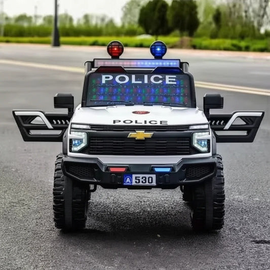 Voiture Électrique Chevrolet Police pour Enfant , Télécommande Blanc