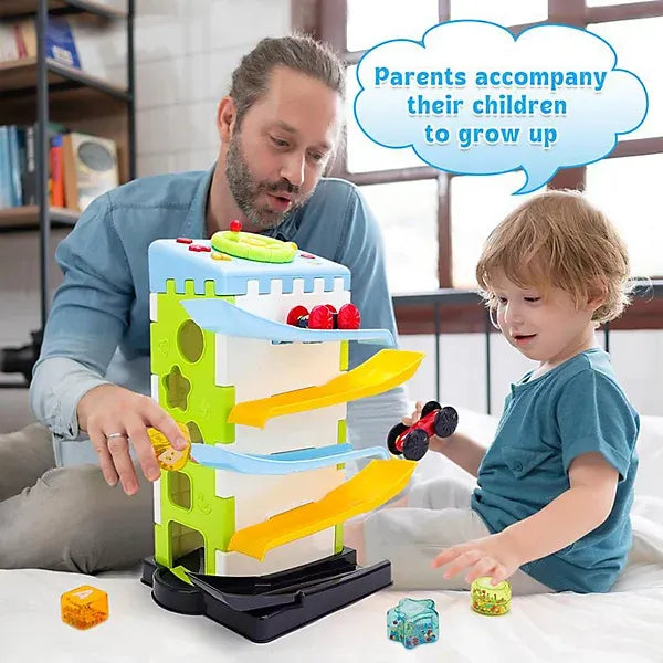 Maison de jeux 5 en 1 avec circuit de course pour tout-petits