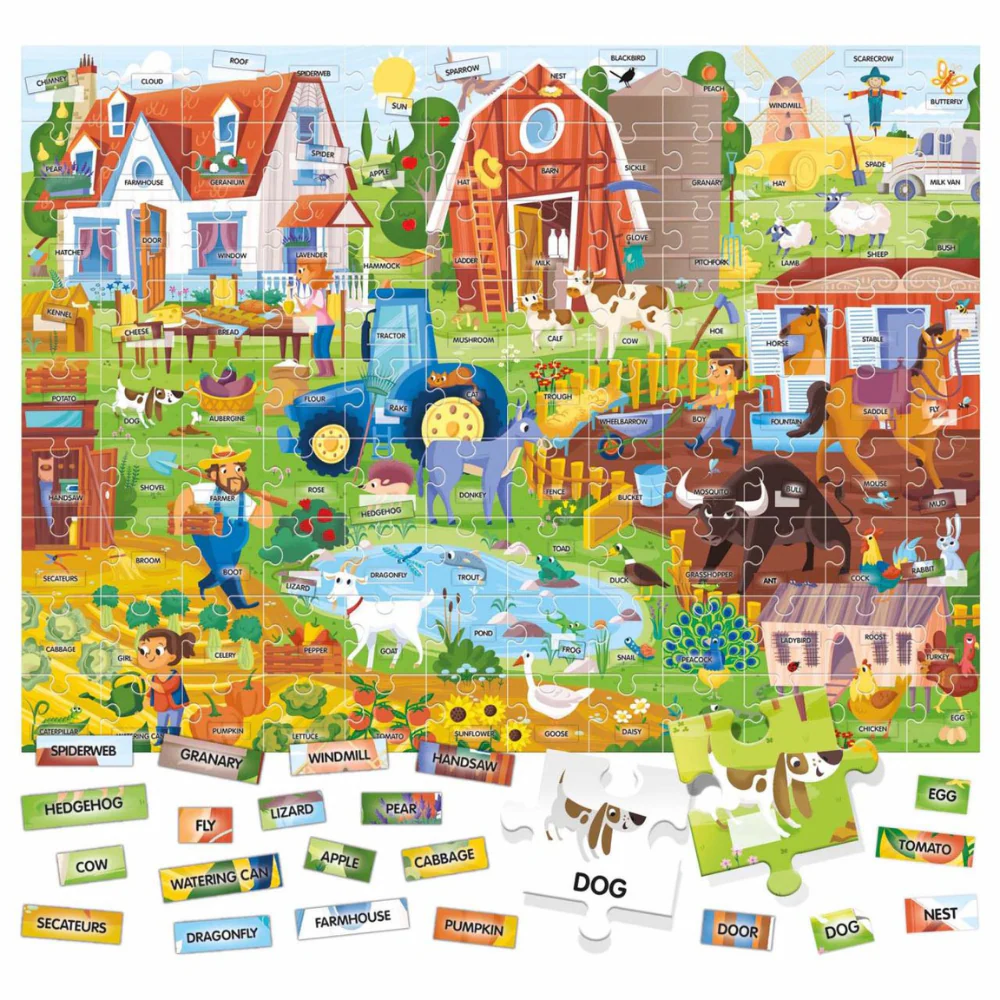 Headu Jeu Educatif Easy English 100 Mots sur la Ferme 4-8 Ans+