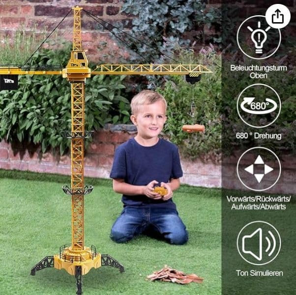 Grue de Chantier Télécommandée (128 cm) – 6 Canaux 2,4 GHz